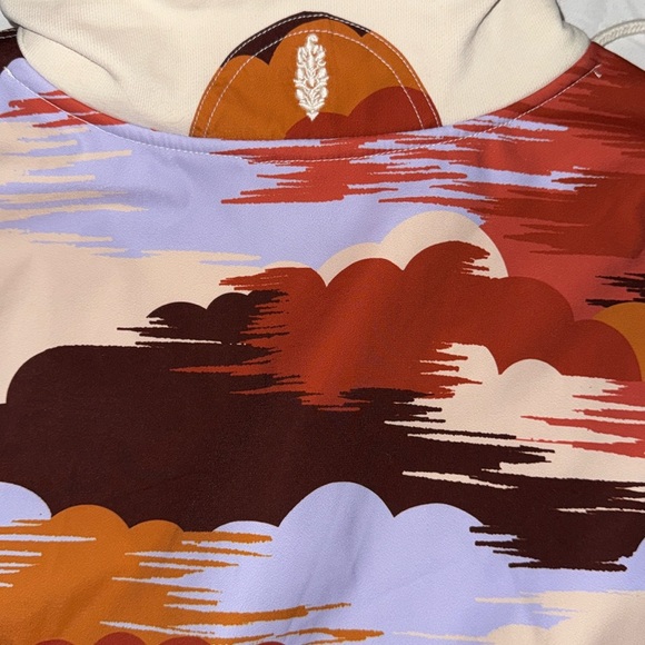 Free People Movement Daybreak Sweatshirt Jacket HalfZip SunsetPrint Ivory S NWT - Picture 5 of 7